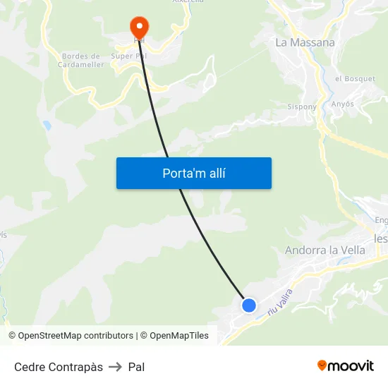 Cedre Contrapàs to Pal map