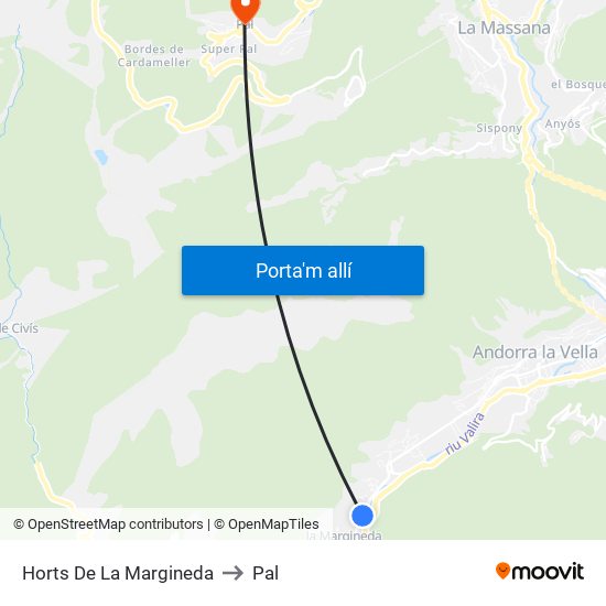 Horts De La Margineda to Pal map