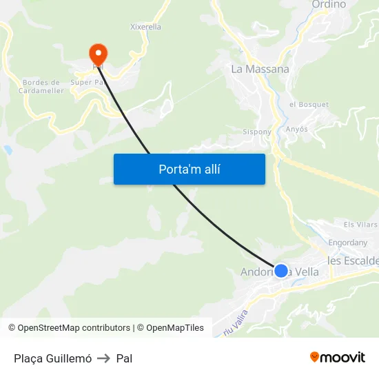 Plaça Guillemó to Pal map