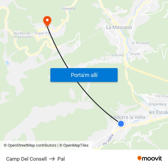 Camp Del Consell to Pal map