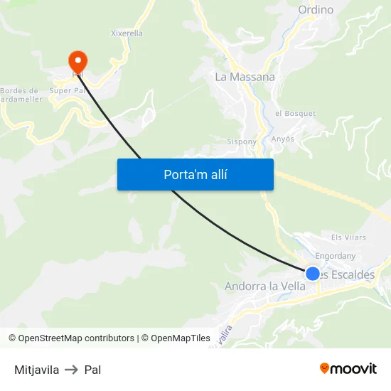 Mitjavila to Pal map