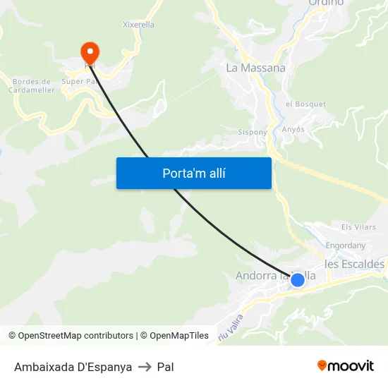 Ambaixada D'Espanya to Pal map