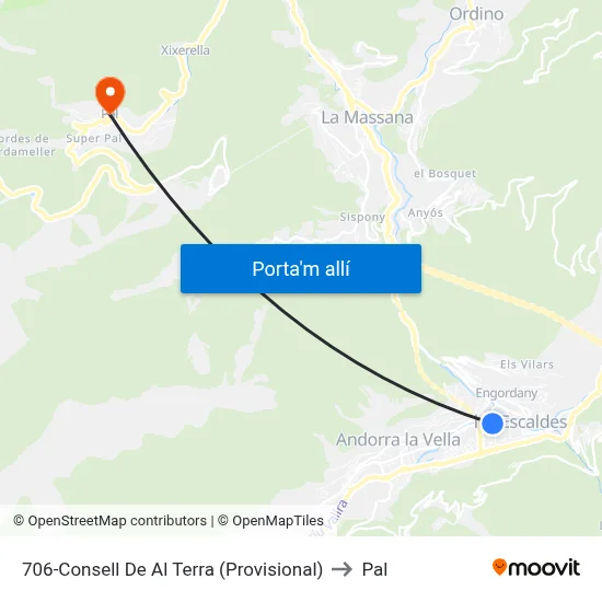 706-Consell De Al Terra (Provisional) to Pal map