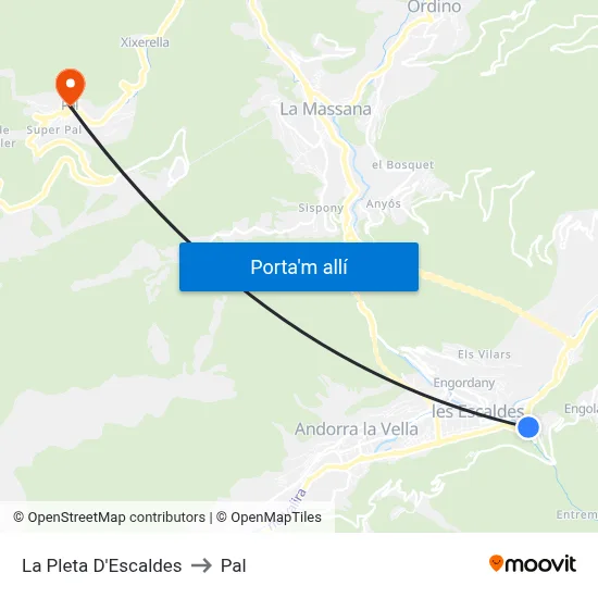 La Pleta D'Escaldes to Pal map