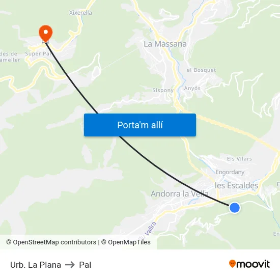 Urb. La Plana to Pal map