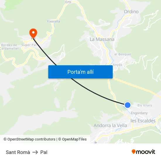 Sant Romà to Pal map