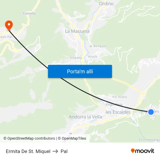 Ermita De St. Miquel to Pal map