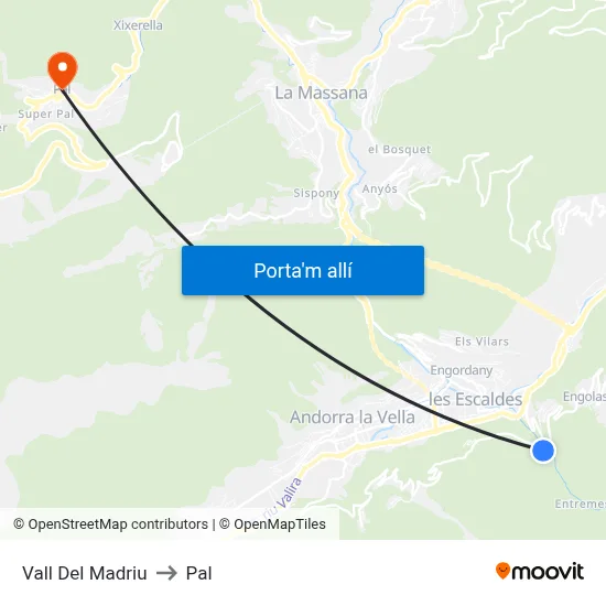 Vall Del Madriu to Pal map