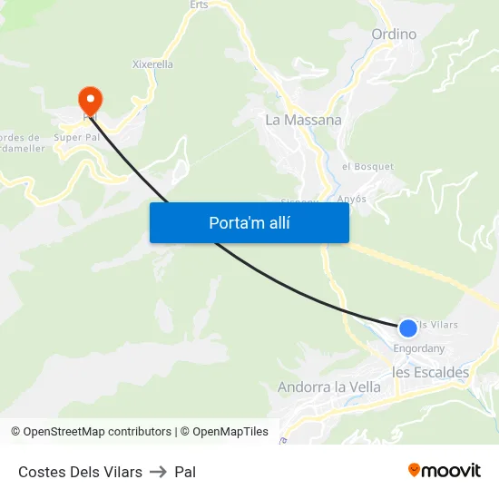 Costes Dels Vilars to Pal map