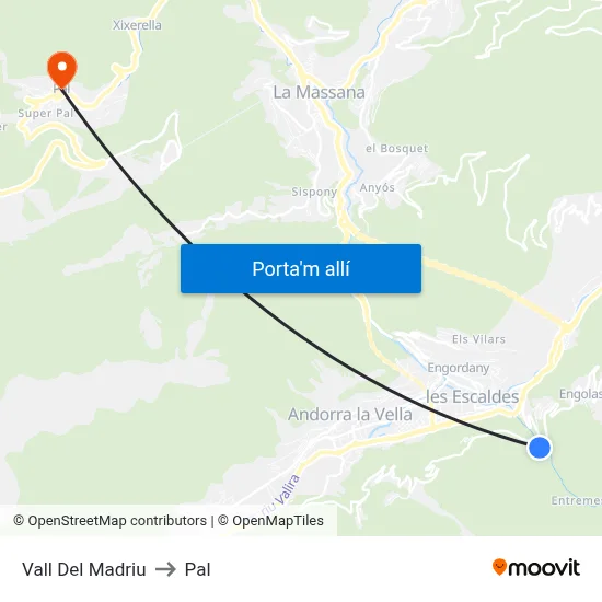 Vall Del Madriu to Pal map