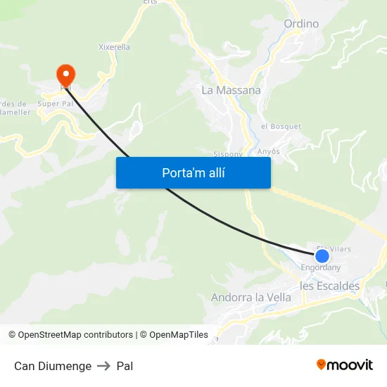 Can Diumenge to Pal map