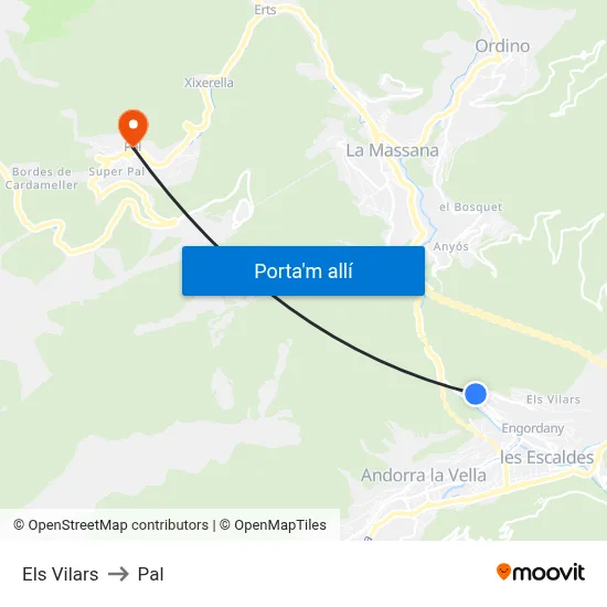 Els Vilars to Pal map