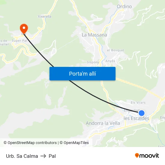 Urb. Sa Calma to Pal map