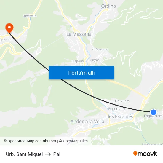 Urb. Sant Miquel to Pal map