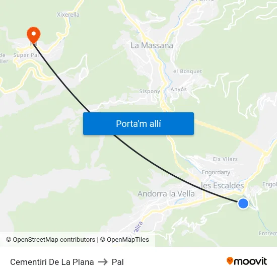 Cementiri De La Plana to Pal map