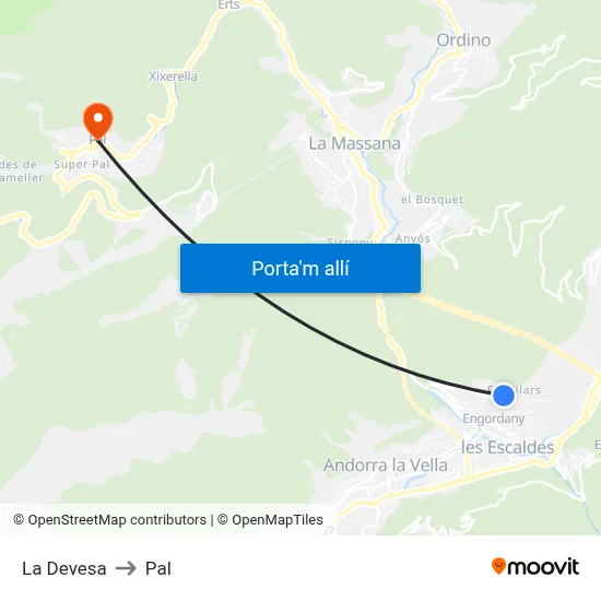 La Devesa to Pal map