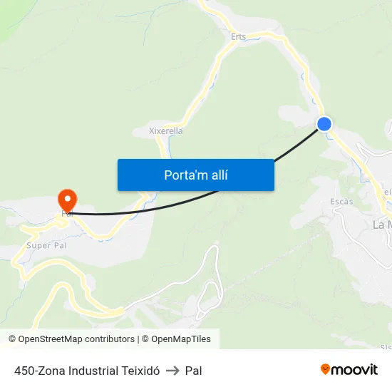 450-Zona Industrial Teixidó to Pal map