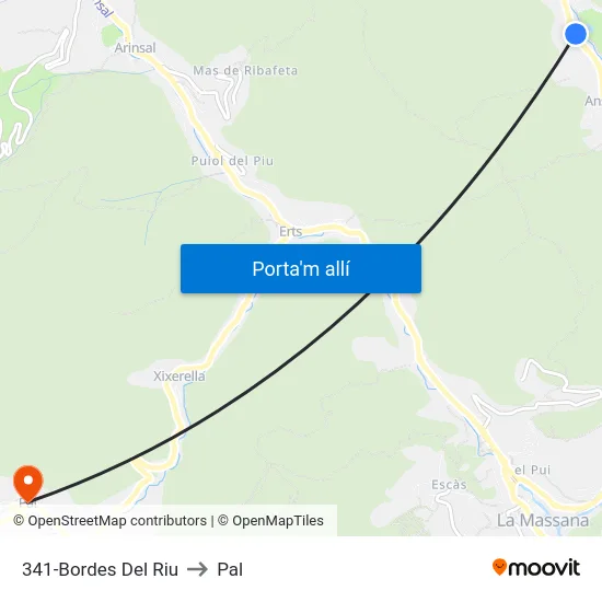 341-Bordes Del Riu to Pal map