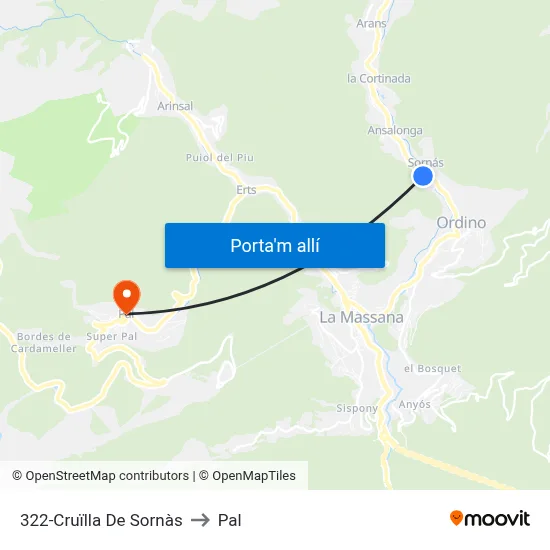 322-Cruïlla De Sornàs to Pal map