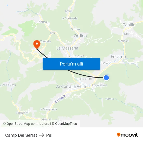 Camp Del Serrat to Pal map