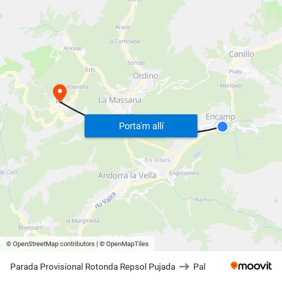 Parada Provisional Rotonda Repsol Pujada to Pal map