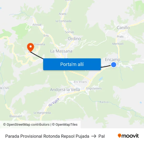 245-El Tirader to Pal map