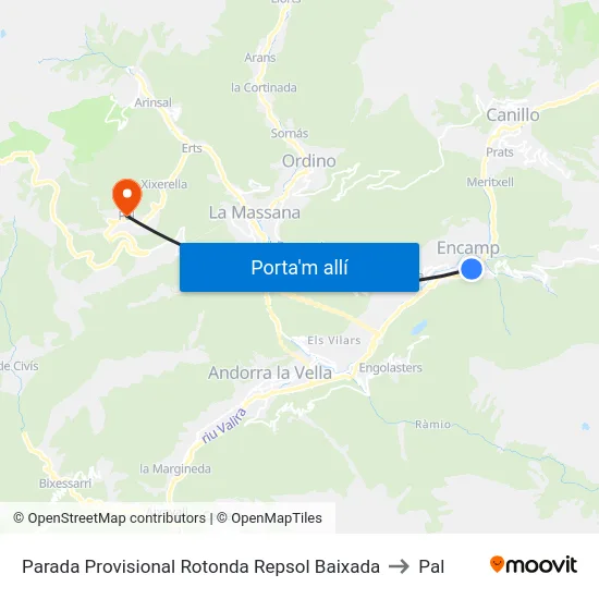 243- El Clos to Pal map