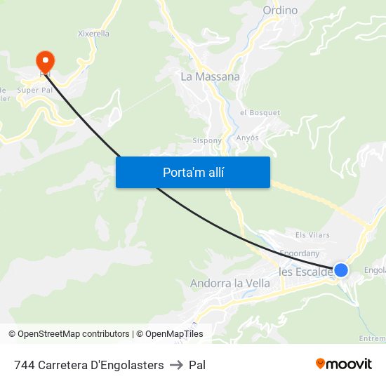 744 Carretera D'Engolasters to Pal map