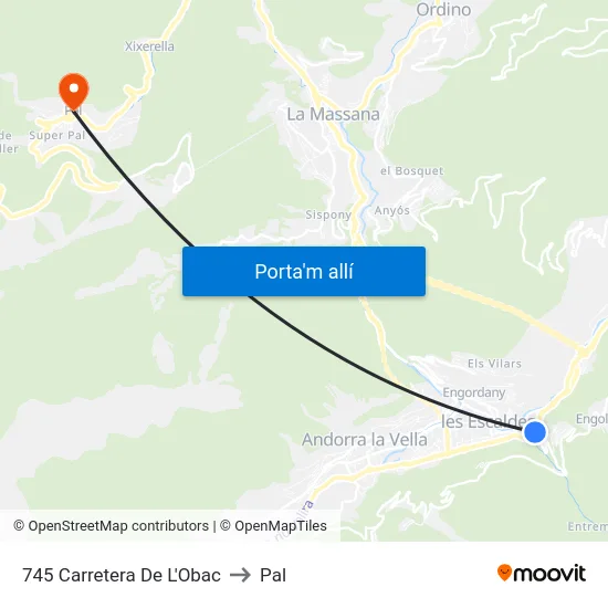 745-Carretera De L'Obac to Pal map