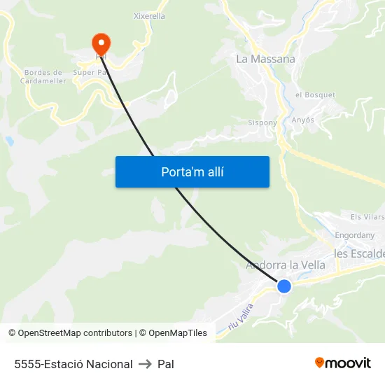 5555-Estació Nacional to Pal map