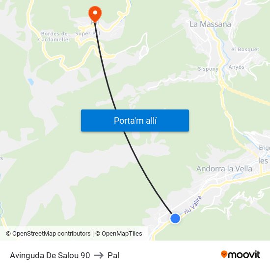 Avinguda De Salou 90 to Pal map