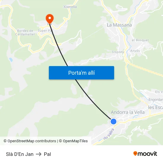 Slà D'En Jan to Pal map