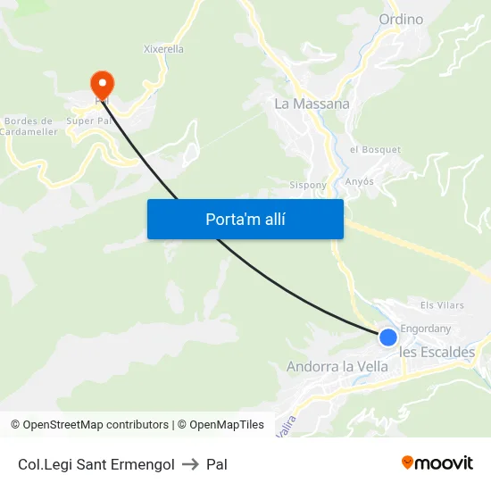 Col.Legi Sant Ermengol to Pal map