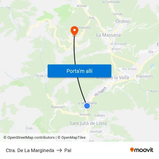 Ctra. De La Margineda to Pal map