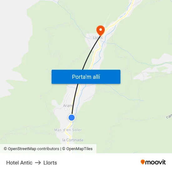 Hotel Antic to Llorts map