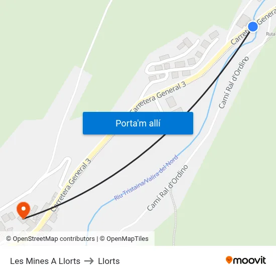 Les Mines A Llorts to Llorts map