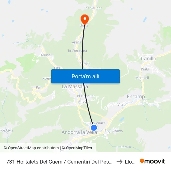 731-Hortalets Del Guem / Cementiri Del Pessebre to Llorts map