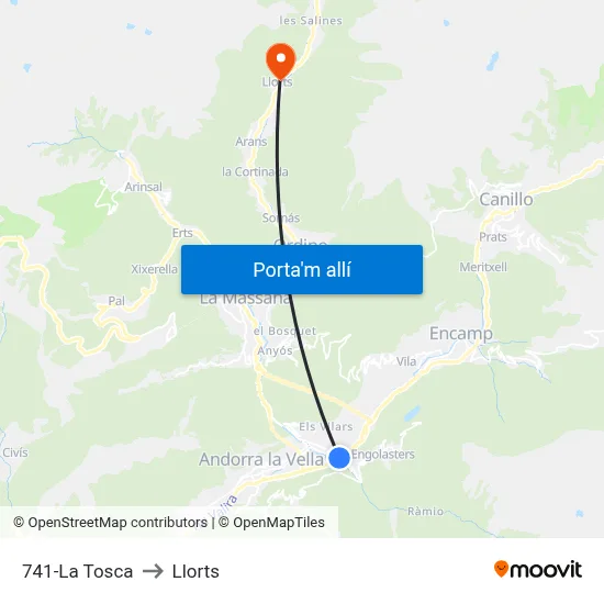 741-La Tosca to Llorts map