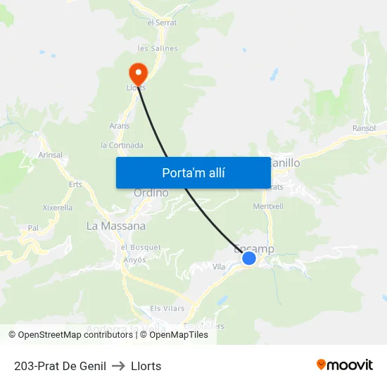 203-Prat De Genil to Llorts map