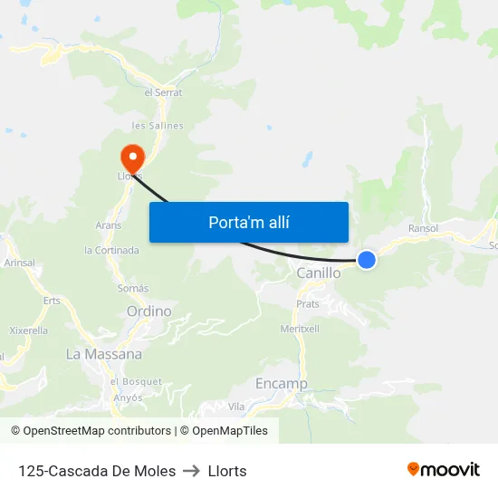 125-Cascada De Moles to Llorts map