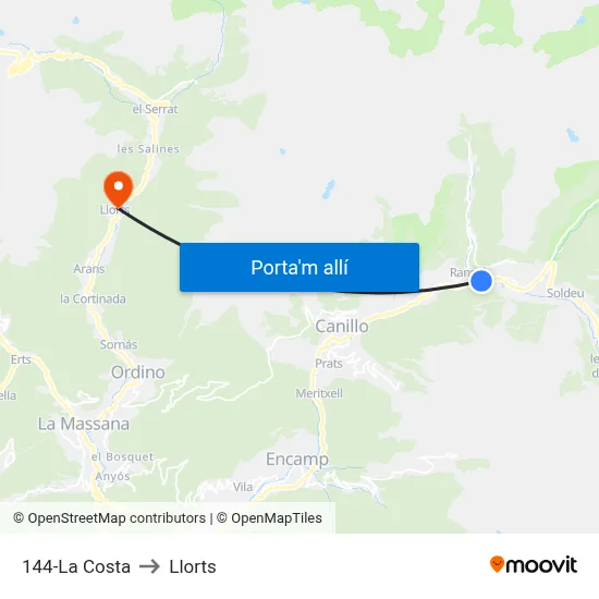 144-La Costa to Llorts map