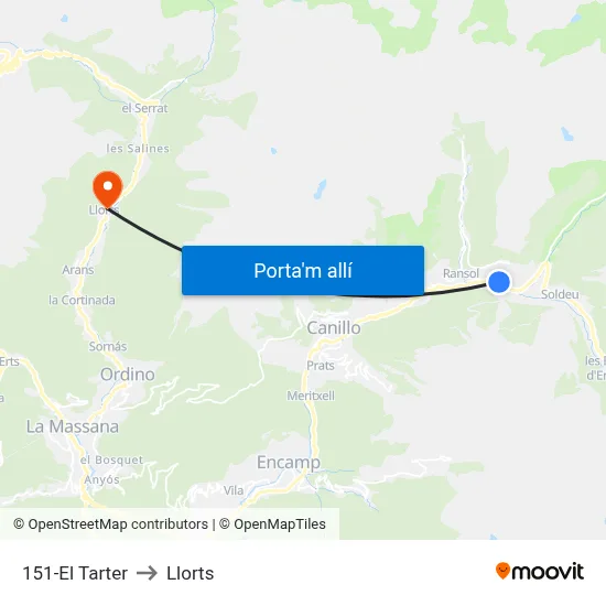 151-El Tarter to Llorts map