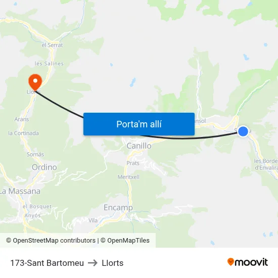 173-Sant Bartomeu to Llorts map