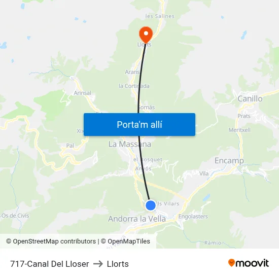 717-Canal Del Lloser to Llorts map