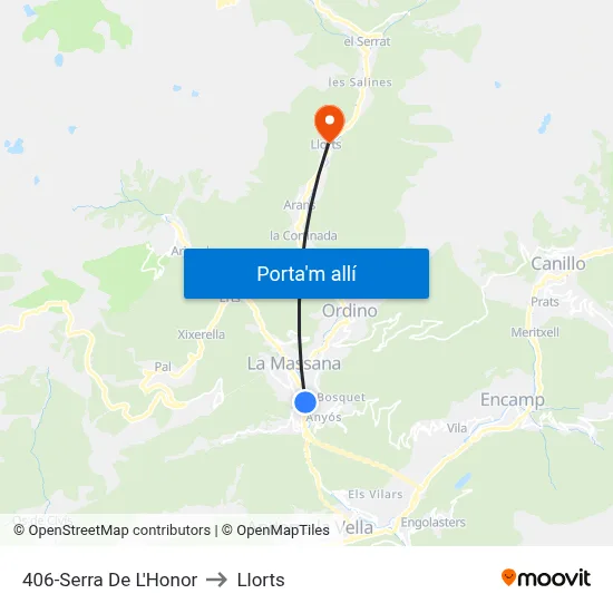 406-Serra De L'Honor to Llorts map