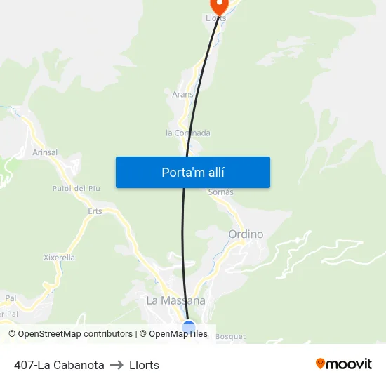 407-La Cabanota to Llorts map
