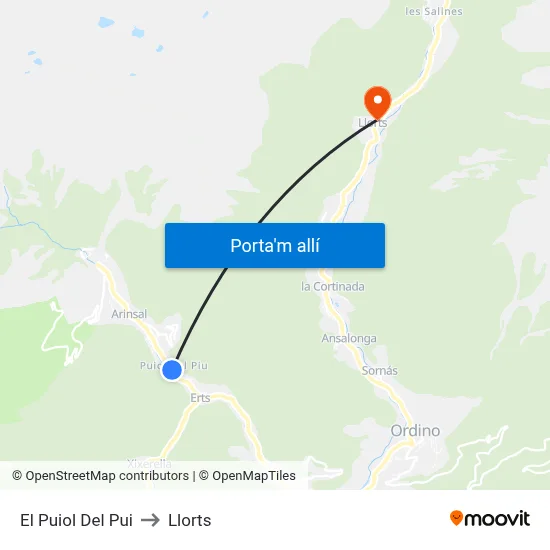 El Puiol Del Pui to Llorts map