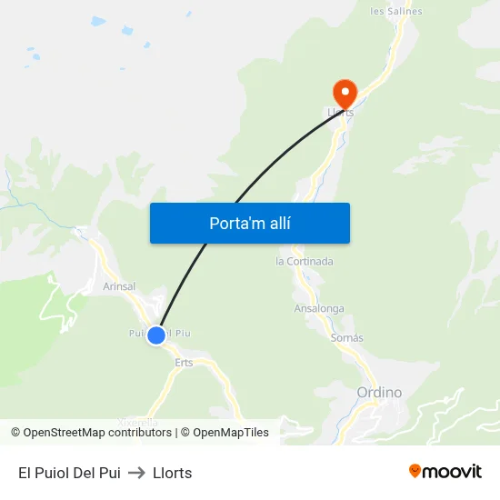 El Puiol Del Pui to Llorts map
