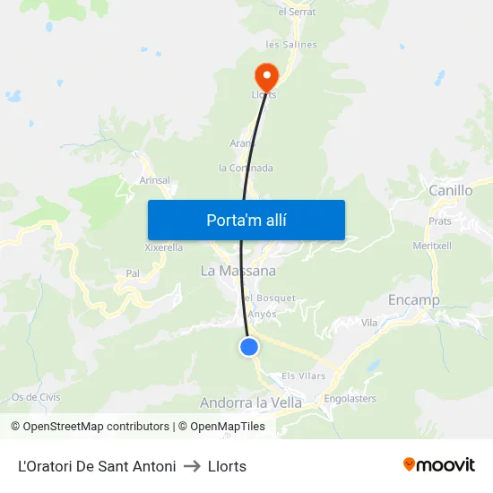L'Oratori De Sant Antoni to Llorts map
