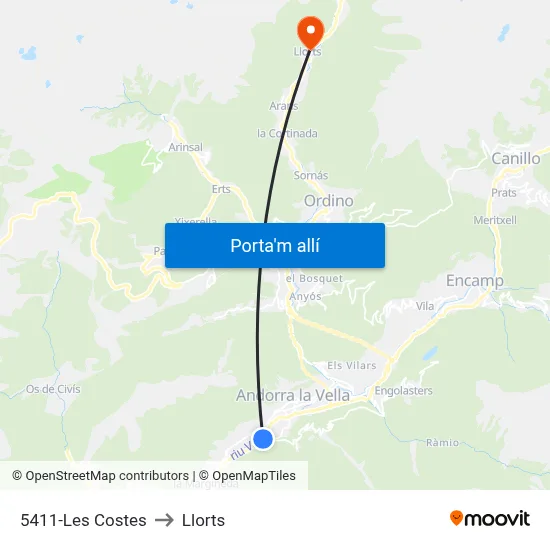 5411-Les Costes to Llorts map